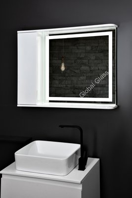 Дзеркальна шафа у ванну 90х70 см з LED підсвіткою двері зліва ГК-26 Ліва фото