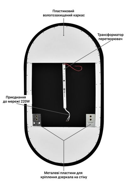 Зеркало с LED подсветкой 500х900мм. в ванную комнату прямоугольное MR-7 Global Glass MR-7 фото