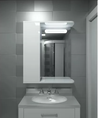 Зеркальный шкаф 60х70 в ванную с LED подсветкой, двери слева. ШГ-5 Ліва фото