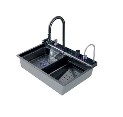 ZERIX ZH7546-SET-04 DECOR NANO-BLACK Мойка со встроенным смесителем из нерж. стали ZM5578 фото