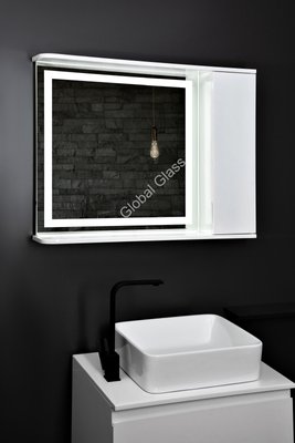 Дзеркальна шафа у ванну 90х70 см з LED підсвіткою двері з права ГК-26 Права фото
