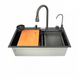 ZERIX ZH7546-SET-07 DECOR NANO-BLACK Мийка багатофункц. з вбудованим змішув. з нерж. сталі