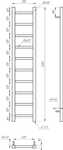 Сушка для рушників Scala 1200x25x3 3601 фото