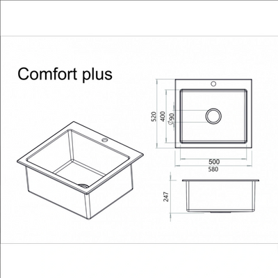 Гранитная кухонная мойка IDIS Comfort plus Obsidian 508 Comfort plus Obsidian 508 фото