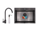 MIXXUS SET-6045-200x1.0-PVD-BLACK Комплект: мойка, смеситель, диспенсер MX0587 фото 1