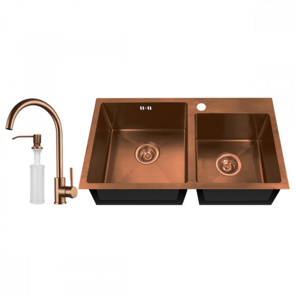 MIXXUS SET-7843D-220x1.0-PVD-BRONZE Комплект: мийка, змішувач, диспенсер MX0586 фото