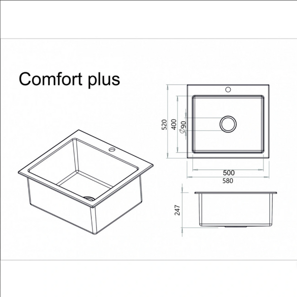 Гранітна кухонна мийка IDIS Comfort plus Pebble 070 Comfort plus Pebble 070 фото