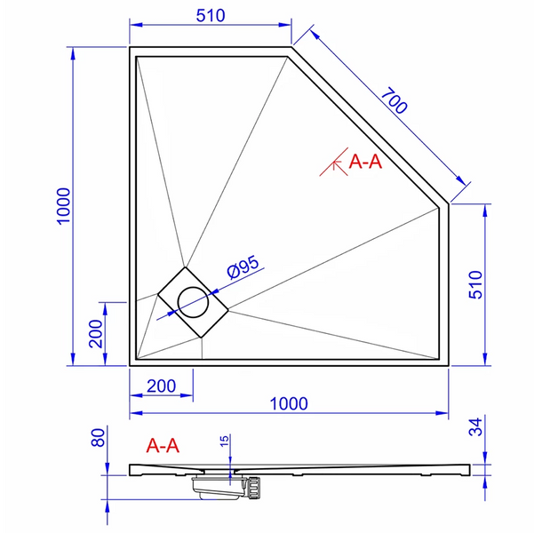 Поддон 1000&times;1000 пятиугольный WPD-P-100x100 фото
