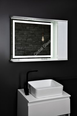Дзеркальна шафа у ванну 100х70 см з LED підсвіткою двері з права ГК-27 Права фото