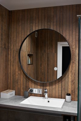 Дзеркало в чорній рамі кругле 900х900 у ванну кімнату ML-2 Global Glass ML-2 фото
