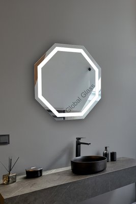 Зеркало с LED подсветкой 800х800мм. в ванную комнату прямоугольное MR-16 Global Glass MR-16 фото