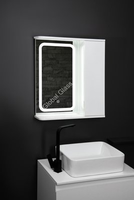 Дзеркальна шафа у ванну 60х70 см з LED підсвіткою двері з права сенсорний вимикач ГК-14 Права фото