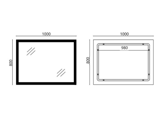 Дзеркало Mixxus FLAT MR04-100x80 з LED Touch, Anti-fog, димером, регулюванням яскравості, годинником MI6927 фото