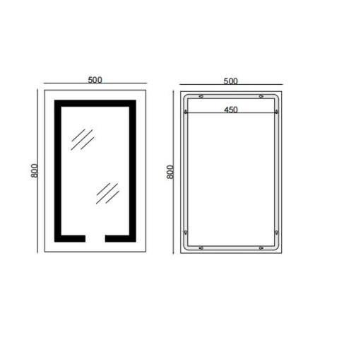 Дзеркало Mixxus HARD MR06-50x80-CASE з LED Touch, Anti-fog, димером, рег. яскравості, годинником  MI6657 фото