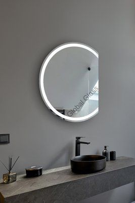 Дзеркало з LED підсвіткою та сенсором 750х900мм. у ванну кімнату кругле,зріз зправа MR-17 Global Glass MR-17 фото