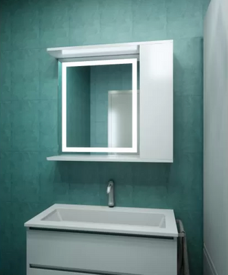 Дзеркальна шафа у ванну 70х70 см з LED підсвіткою двері з права ГК-17 Права фото
