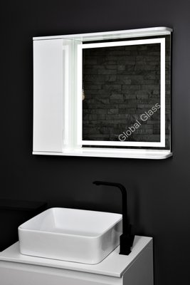 Дзеркальна шафа у ванну 80х70 см з LED підсіткою двері зліва ГК-21 Ліва фото