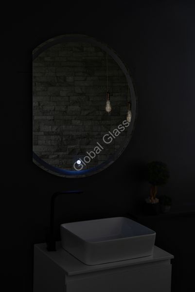 Дзеркало з LED підсвіткою та сенсором 750х900мм. у ванну кімнату кругле,зріз зліва MR-17 Global Glass MR-17 фото