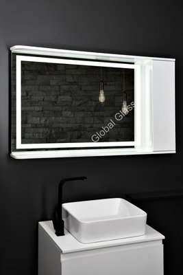 Дзеркальна шафа у ванну 120х70 см з LED підсвіткою двері з права ГК-30 Права фото