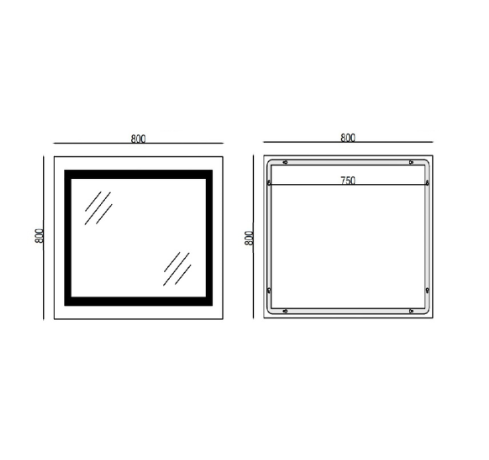 Дзеркало Mixxus WARM MR02-80x80 з LED Touch, Anti-fog, димером, регулюванням яскравості, годинником MI6934 фото